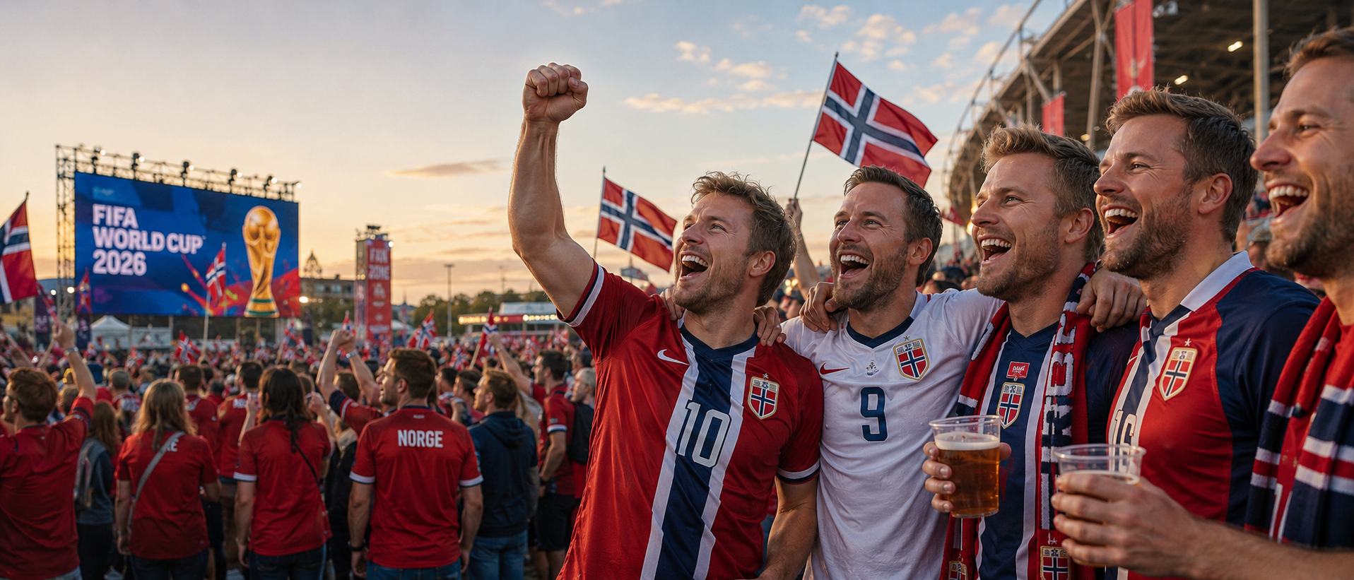 Norske supportere feirer på fan zone under FIFA World Cup 2026